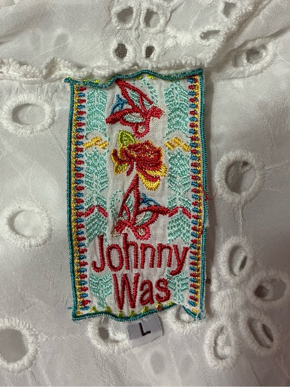 Johnny Was Lg Embroidered Cotton eyelet Tunic Top - Picture 7 of 7